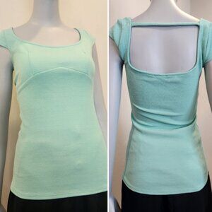 🟣 XS/S Guess Mint Green Textured Knit Shirt Top Fitted